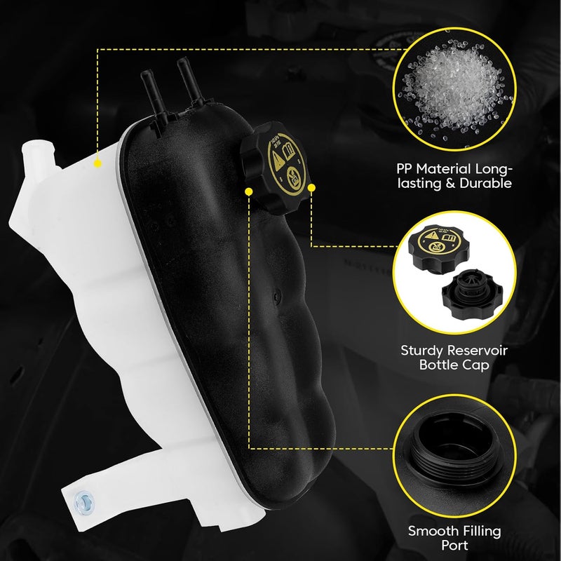 YEHERIT 603-973 Coolant Expansion Reservoir Tank with Cap Compatible with Chevy Silverado 1500 2500 Tahoe, GMC Sierra 1500 Yukon, Cadillac Escalade 2014-2020 Replace# 22856231, 3014134 - Image 4